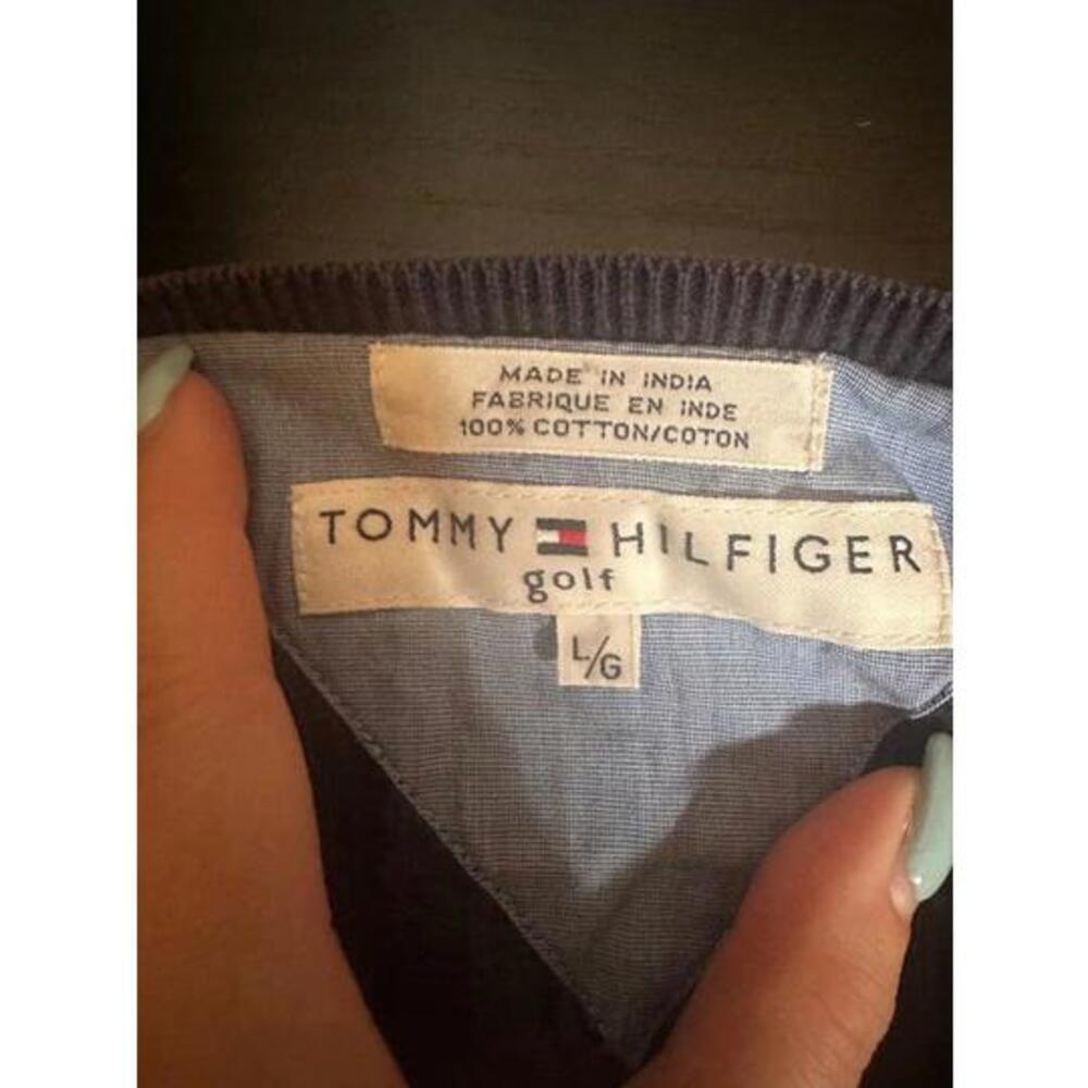 Tommy Hilfiger Golf Cable Knit Sweater Men’s Size L – Navy Blue - Picture 2 of 3